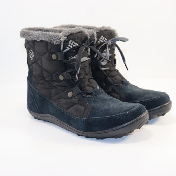 Columbia Ice Maiden Quilted Winter Boots Black Suede Faux Fur Women’s 9.5 - Picture 1 of 6